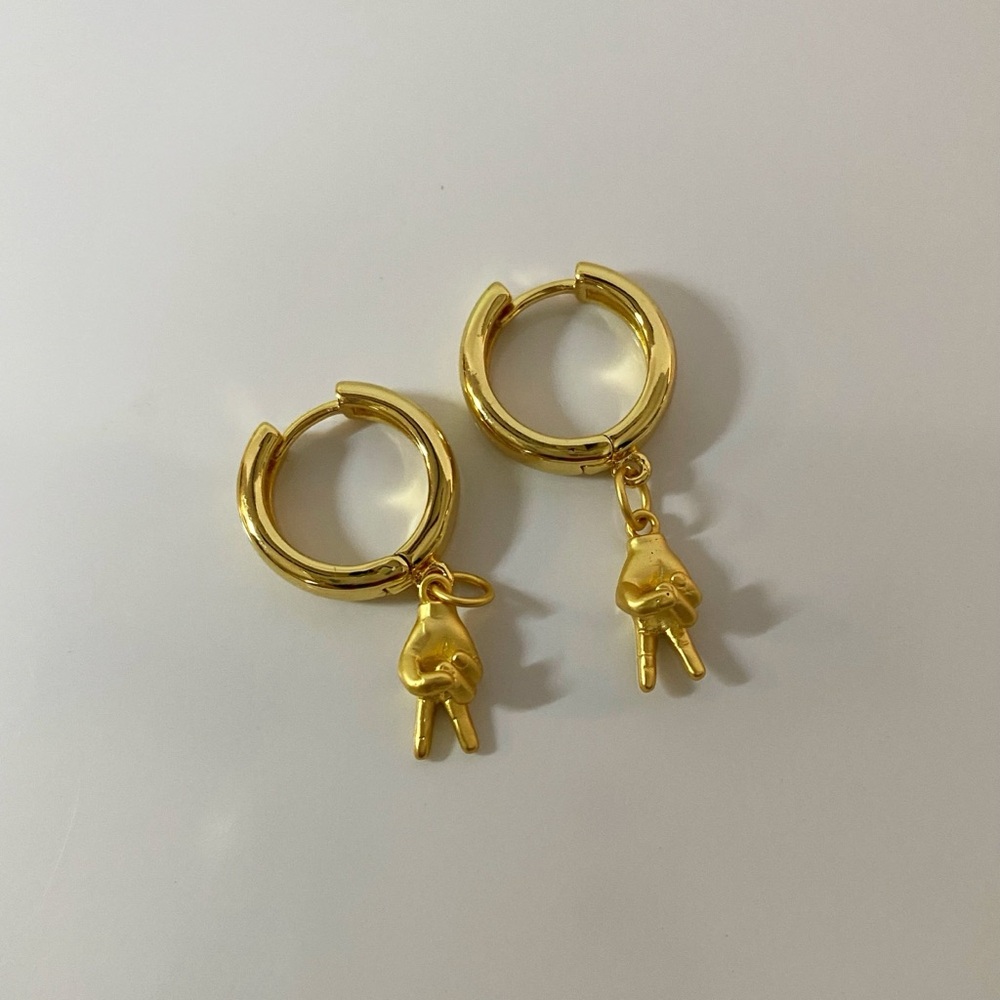 Gold Filled 18mm Hoop Earrings With Peace Charms